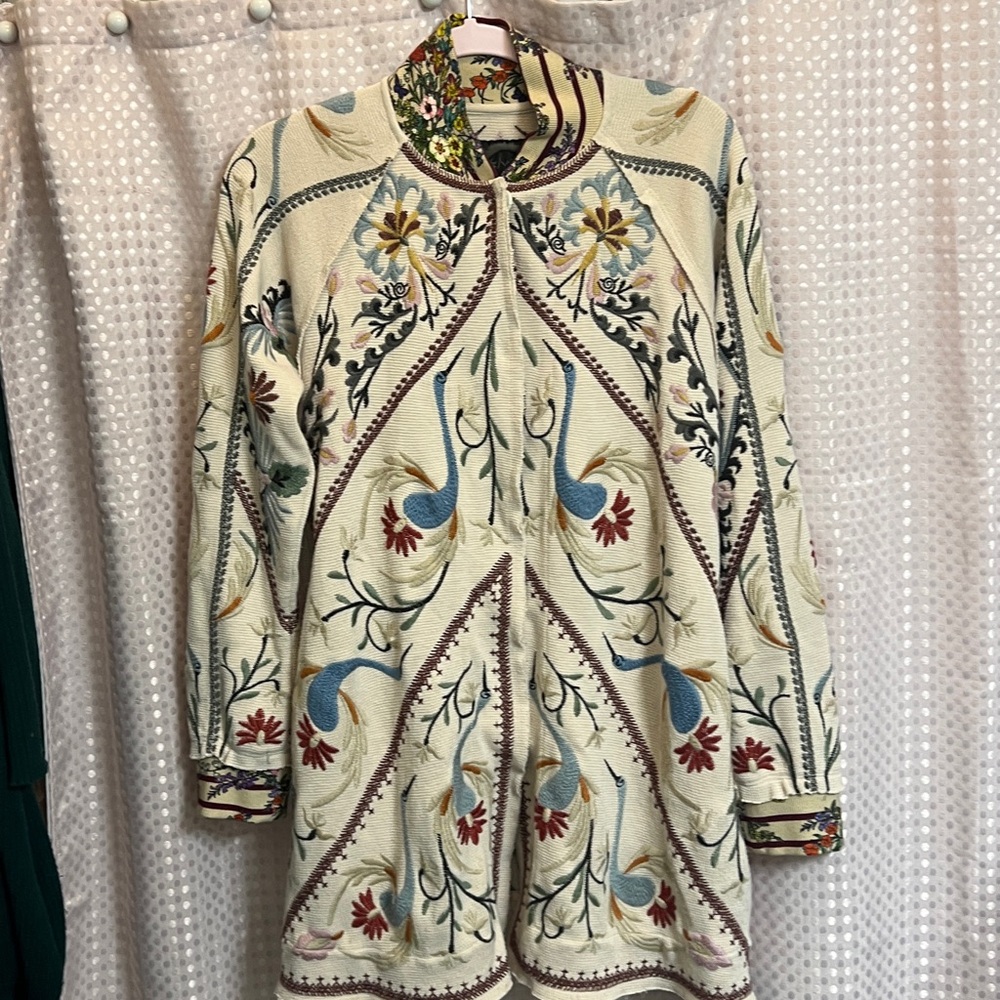 Johnny Was women’s GAIA JACKET Embroidered Floral Knit size XS artsy, whimsical - Picture 6 of 10